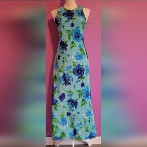 Vintage My Michelle Blue Floral Print Maxi Dress Size 5/6